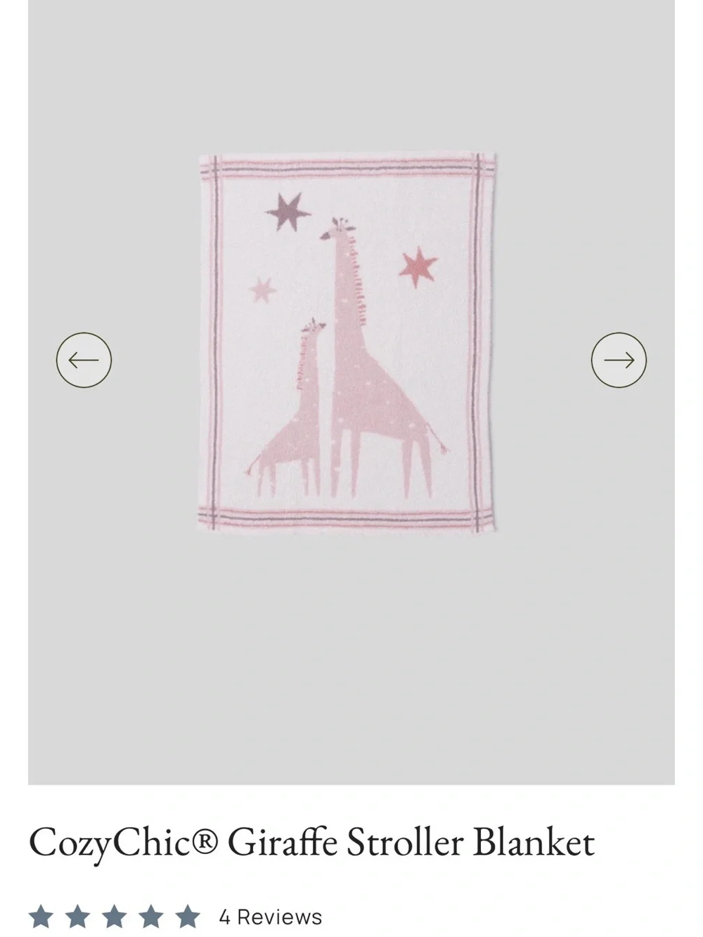 Barefoot Dreams Pink & Cream Giraffe Baby Blanket